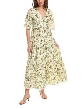 O.P.T. Ruby Linen Blend Floral Midi Dress NWT Cottagecore Prairie Boho Romantic